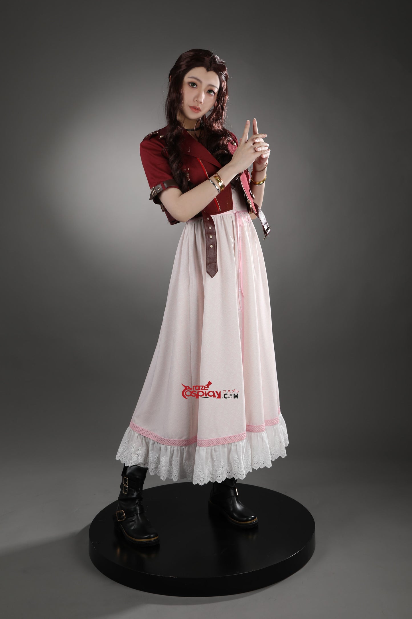 FF  Aerith Gainsborough Red Dress Cosplay Kostüm