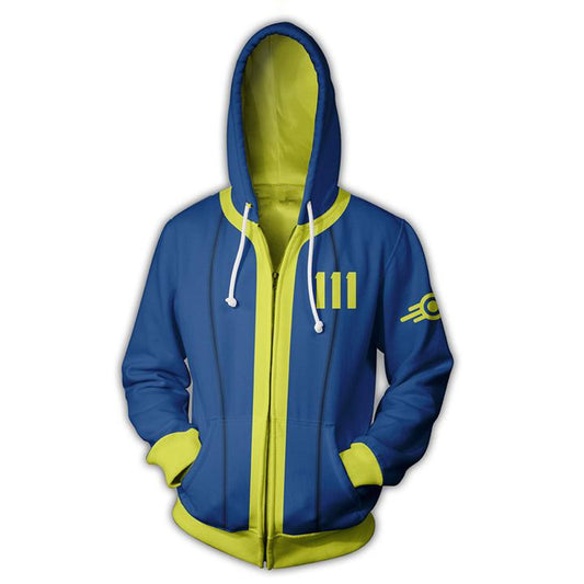 Fallout Vault 111 Zip Up Jacket Sweatshirt Cosplay Costume