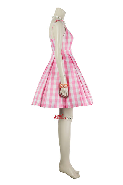 Barbara Film Pink Plaid Dress Cosplay Kostüm