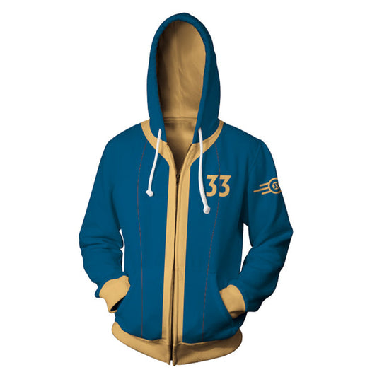 Fallout Vault 33 Zip Up Jacke Sweatshirt Cosplay Kostüm