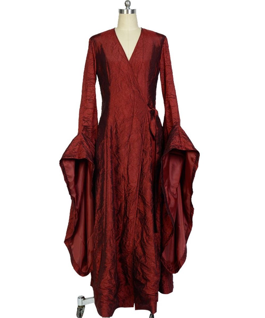 J'ai eu Game Of Thrones La Prêtresse de la Femme Rouge Lady Melisandre d'Asshai Robe de Sorcière Rouge Tenue Halloween Carnaval Cosplay Costume