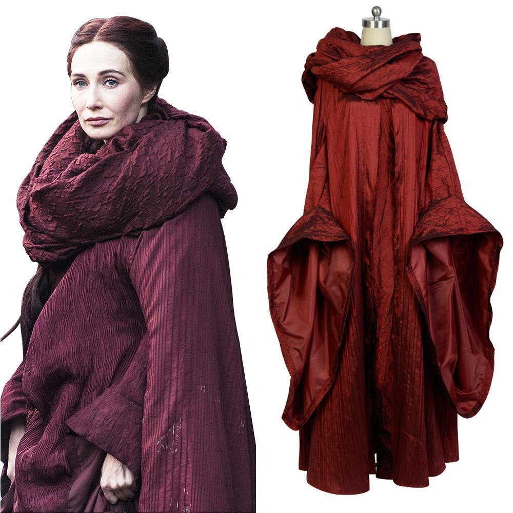 J'ai eu Game Of Thrones La Prêtresse de la Femme Rouge Lady Melisandre d'Asshai Robe de Sorcière Rouge Tenue Halloween Carnaval Cosplay Costume