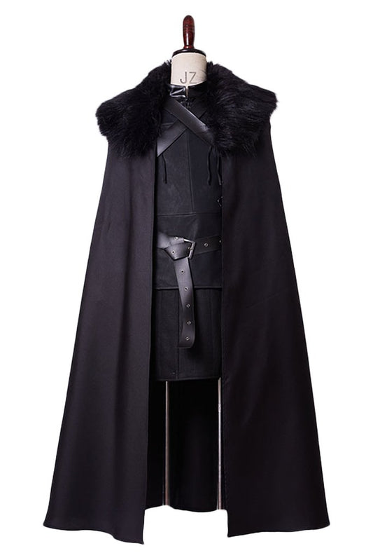 Ho preso Game of Thrones Jon Snow Night's Watch Corvo Mantello Nero Cappuccio Vestito Halloween Carnevale Cosplay Costume