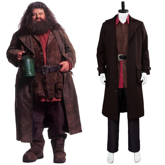 Harry Potter Professor Hogwarts Rubeus Hagrid Jacke Uniform Outfit Deluxe Kostüm Erwachsene Herren Outfit Halloween Karneval Cosplay Kostüme