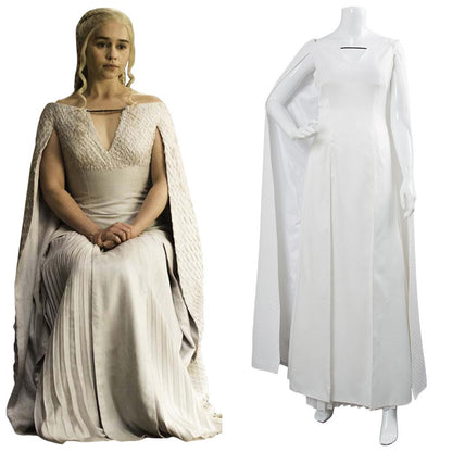 Game of Thrones 5 Daenerys Targaryen Kleid Weißes langes Partykleid Ballkleider