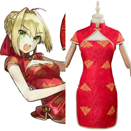 Fate Extella Link Nero Saber Cheongsam rotes Kleid Cosplay Kostüm