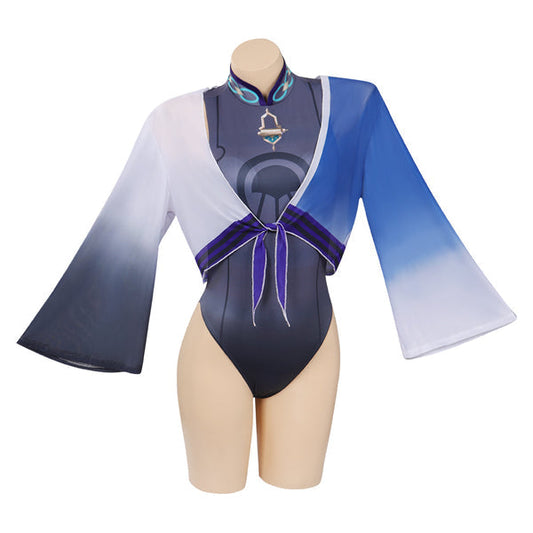 Genshin Impact Scaramouche Cosplay Costume Tuta Mantello Costumi da bagno