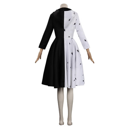 Cruella Kleid Outfits Halloween Karneval Anzug Cosplay Kostüm