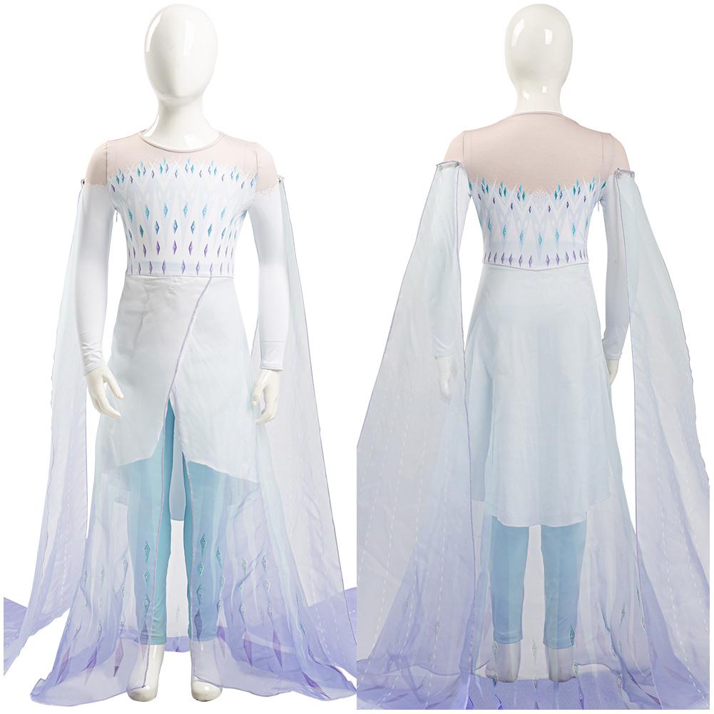 Frozen frozer 2 ii Elsa Ahtohallan weißer Schnee Eisflocken Kleid Cosplay Kostüm Kinder Version