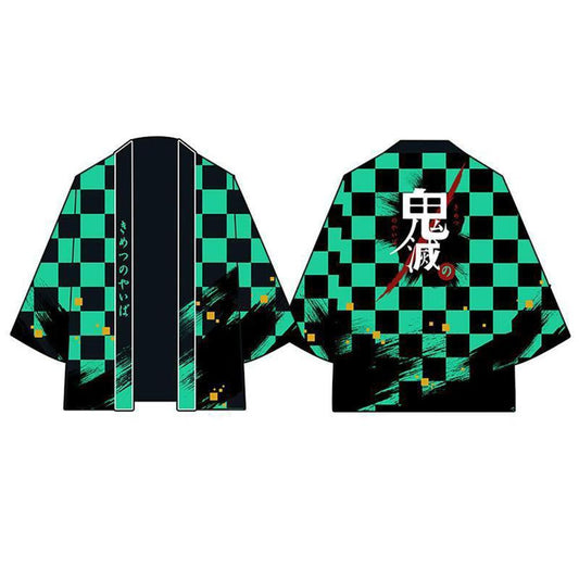 Demon Slayer: Kimetsu no Yaiba Kamado Tanjirou Cosplay Kostüm Herren Damen Cardigan Jacken Japanische Kimono Kostüme für Männer Mädchen Frauen Jungen