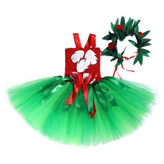 Mädchen Tutu Kleid Weihnachtsparty Kostüme Elf Cosplay Kleidung Schichtkleid