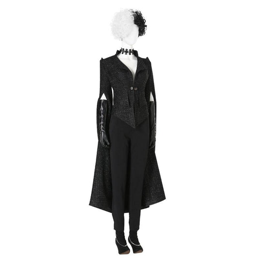 Cruella Kostüme 2021 Film Cruella Cosplay Kostüm Cruella 2021 Schwarze Jacke Halloween Cosplay Outfits