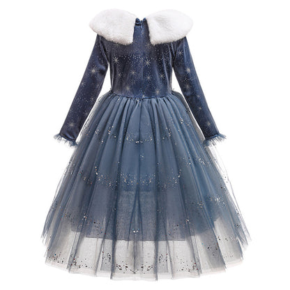 Frozen Elsa Kinder Mädchen Cosplay Kleid Weihnachtskarneval Kostüm Anziehen