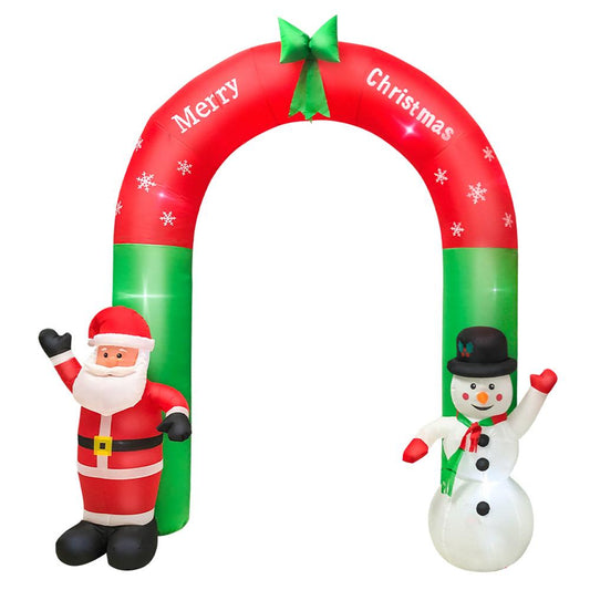 Decorazioni per esterni gonfiabili di Babbo Natale con pupazzo di neve e arco di Natale per gonfiare il prato gigante del cortile all'aperto