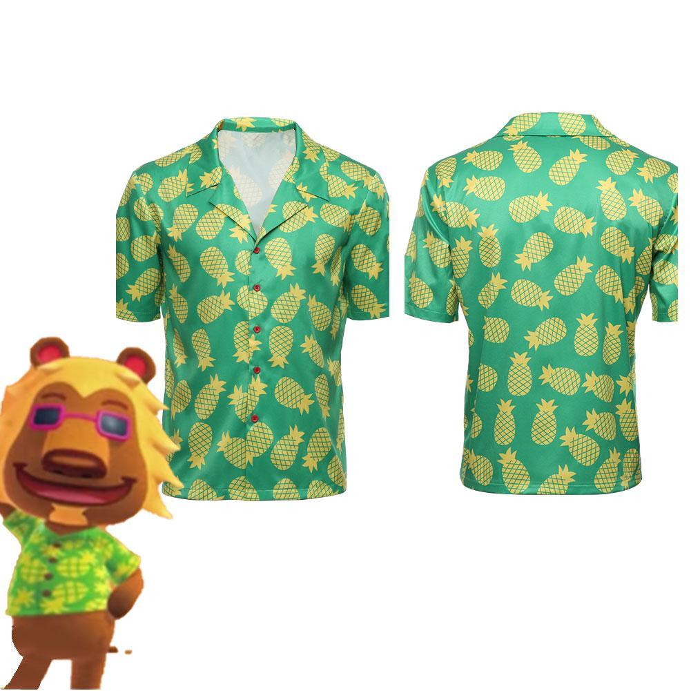 T-shirt à manches courtes hawaïenne pour adulte, costume de cosplay Animal Crossing, costume d'Halloween et de carnaval