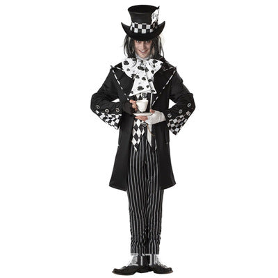 Dark Mad Hatter Halloween Kostüm Schwarzes und weißes Mad Hatter Cosplay Outfit