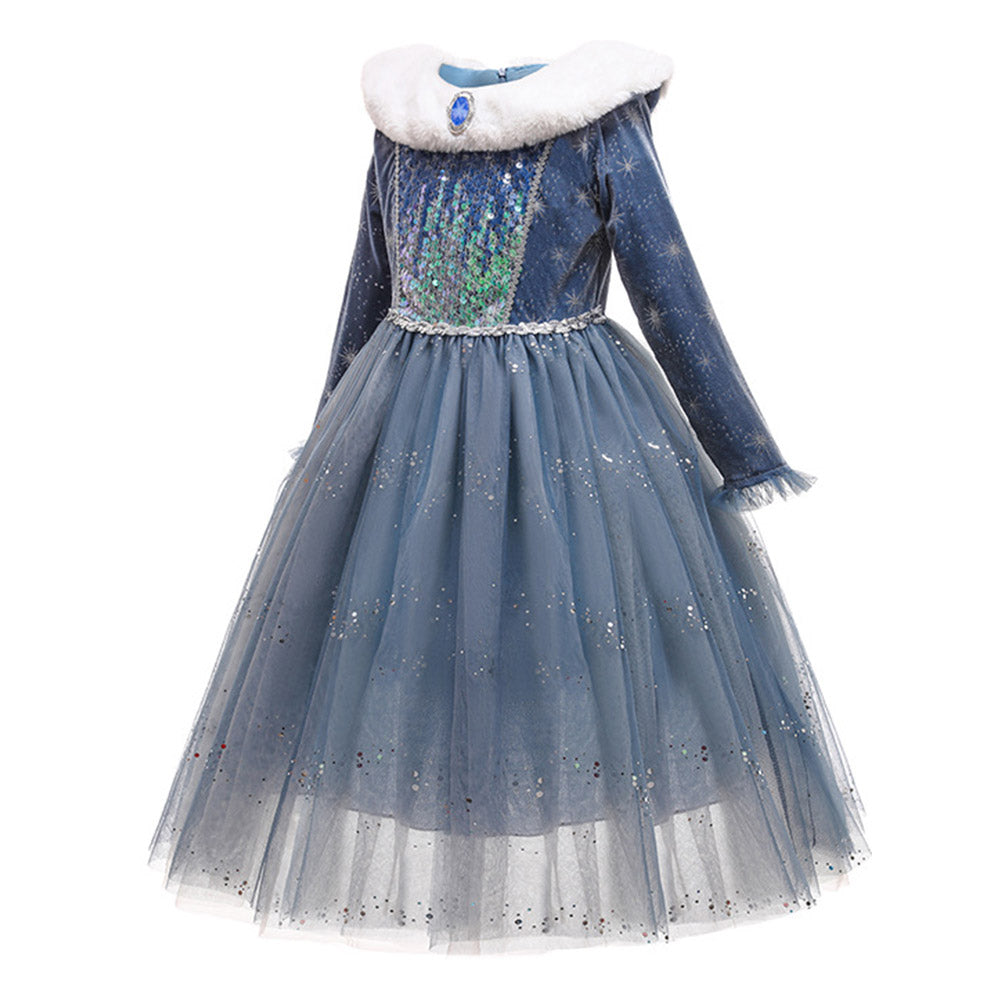 Frozen Elsa Kinder Mädchen Cosplay Kleid Weihnachtskarneval Kostüm Anziehen