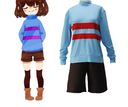 Frisk Undertale Cosplay Outfit Halloween Kostüm mit Shorts