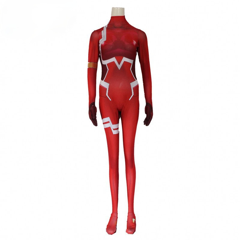 Darling in the Franxx 02 Zero Two Cosplay Kostüm für Frauen Halloween Kostüm Weihnachtskarneval Tight 3D Druck Bodysuit
