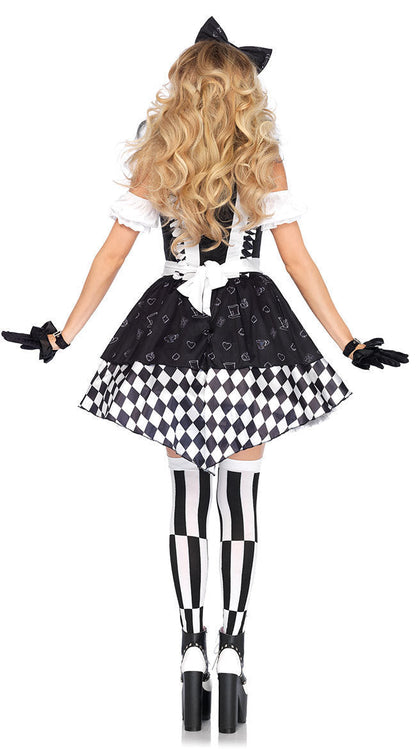 Dunkles Alice im Wunderland Kleid Buchwoche Kostüme für Lehrerinnen Damen Halloween Outfit