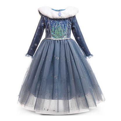 Frozen Elsa Kinder Mädchen Cosplay Kleid Weihnachtskarneval Kostüm Anziehen