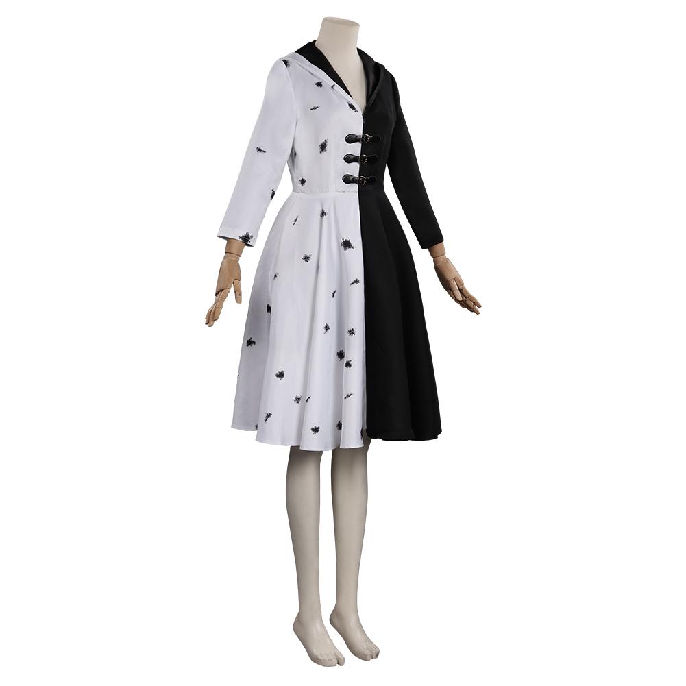 Cruella Kleid Outfits Halloween Karneval Anzug Cosplay Kostüm