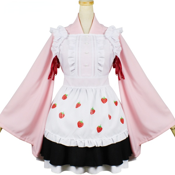 Cardcaptor Sakura: Clear Card Sakura Kinomoto Kimono Dienstmädchen Kleid Cosplay Kostüm