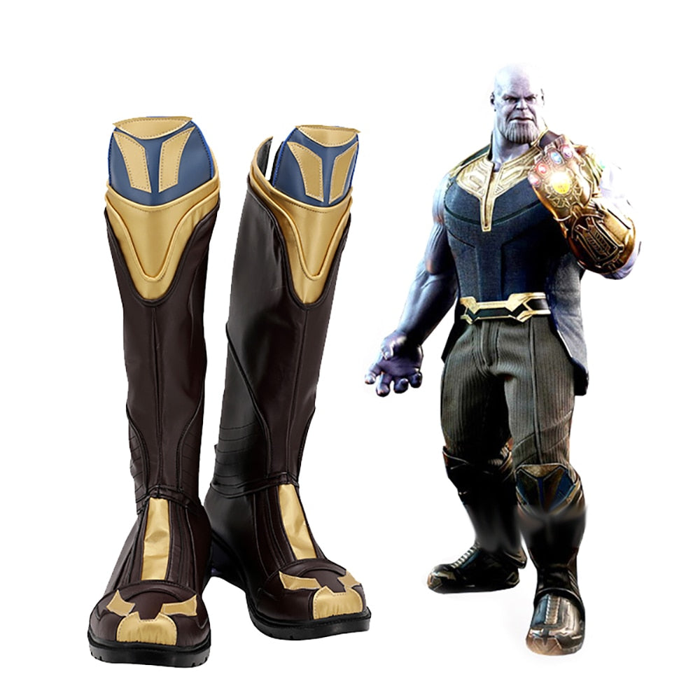 Avengers 3 Thanos Cosplay Stiefel Lederschuhe Halloween Karneval braune Stiefel für Erwachsene und Kinder