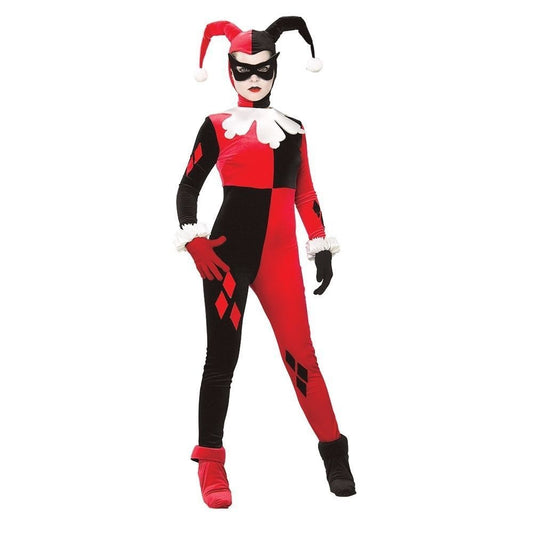 Classico costume da pagliaccio giullare supereroe criminale Harley Halloween Carnevale Quinn festa cosplay vestito 