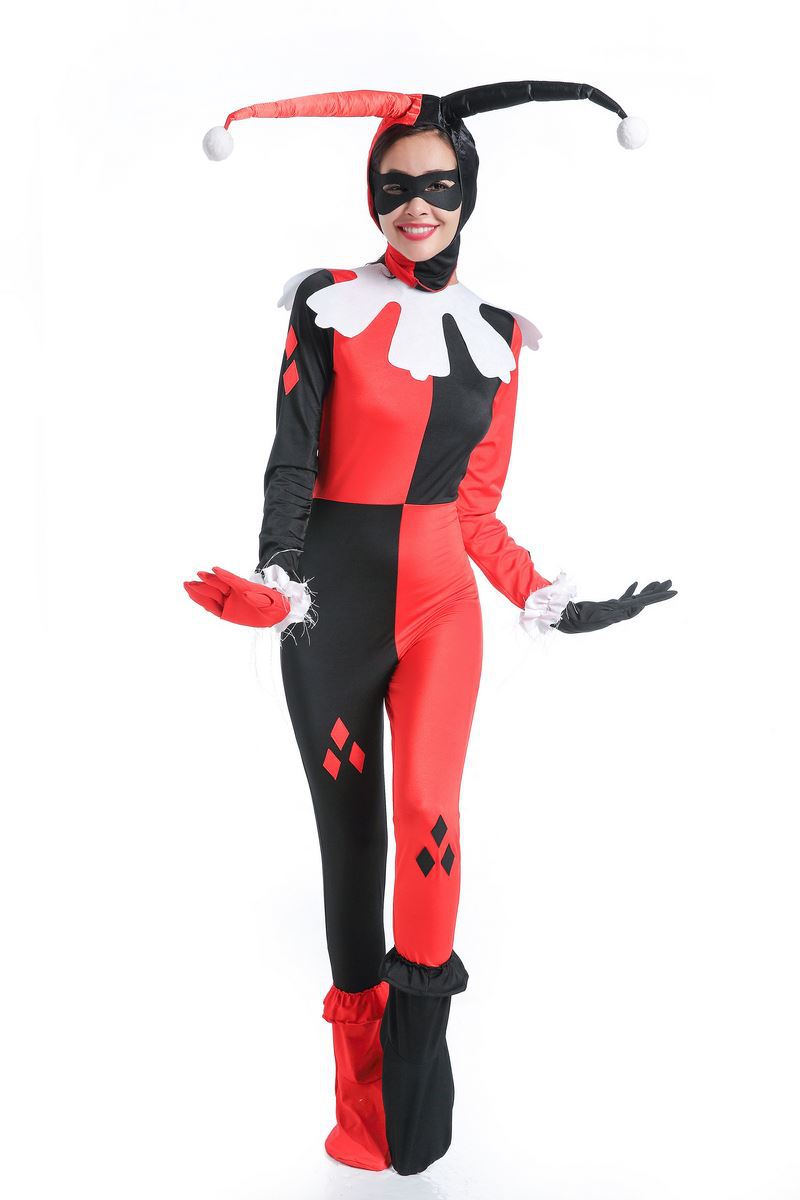 Classic Clown Jester Kostüm Superheld Krimineller Harley Halloween Karneval Quinn Party Cosplay Outfit