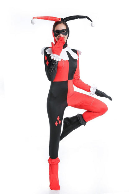 Classic Clown Jester Kostüm Superheld Krimineller Harley Halloween Karneval Quinn Party Cosplay Outfit