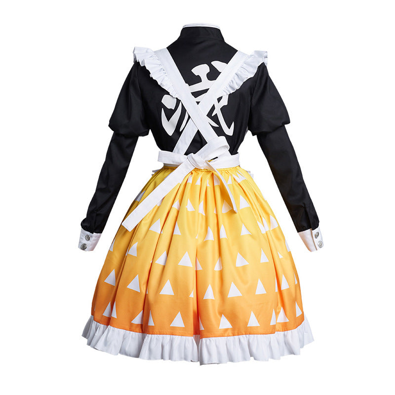 Kimetsu No Yaiba Zenitsu Agatsuma Cosplay Kostüm Halloween Maid Suit Uniform