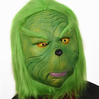 Grinch Maske Latex Cosplay Masken mit grünem Fell