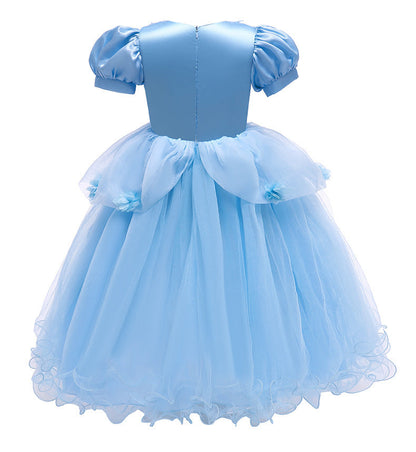 Cinderella Prinzessin Rock Kinder Kurzarm Schultertuch Rock Kinder Geburtstags Hochzeitskleid Cos Abendkleid Weihnachten