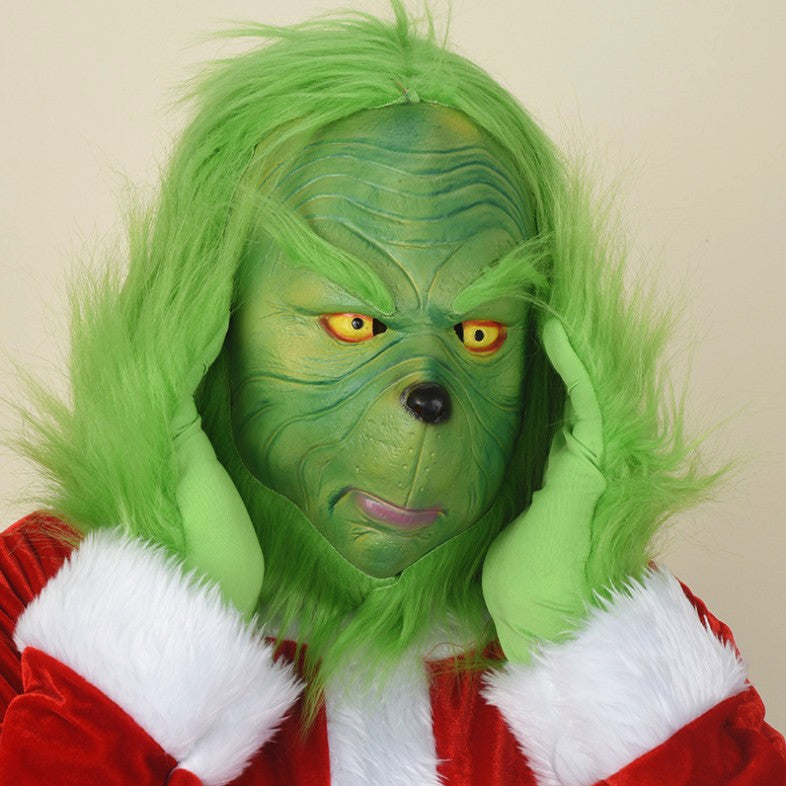 Grinch Maske Latex Cosplay Masken mit grünem Fell