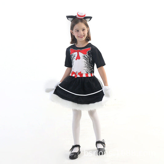 Dr. Seuss Cat In The Hat Mädchen Kostüm Halloween Cosplay für Kinder