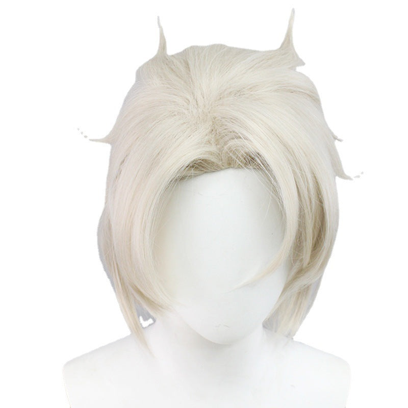 Genshin Impact Albedo Wig Kurze Blonde Flauschige Cosplay Perücke