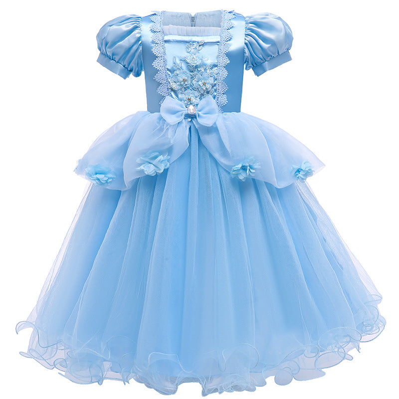 Cinderella Prinzessin Rock Kinder Kurzarm Schultertuch Rock Kinder Geburtstags Hochzeitskleid Cos Abendkleid Weihnachten