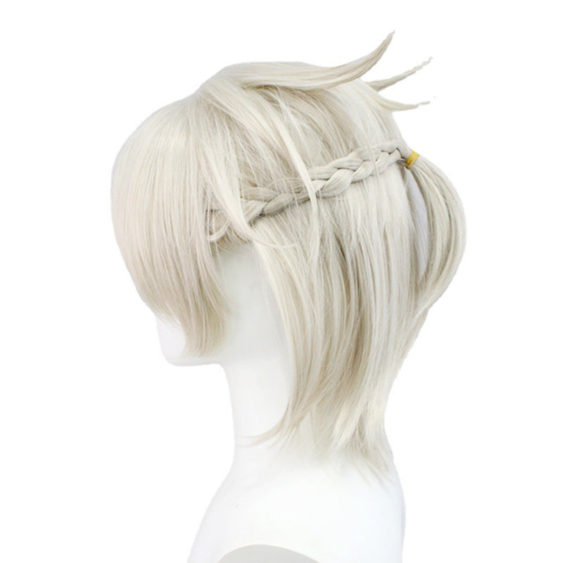 Genshin Impact Albedo Wig Kurze Blonde Flauschige Cosplay Perücke