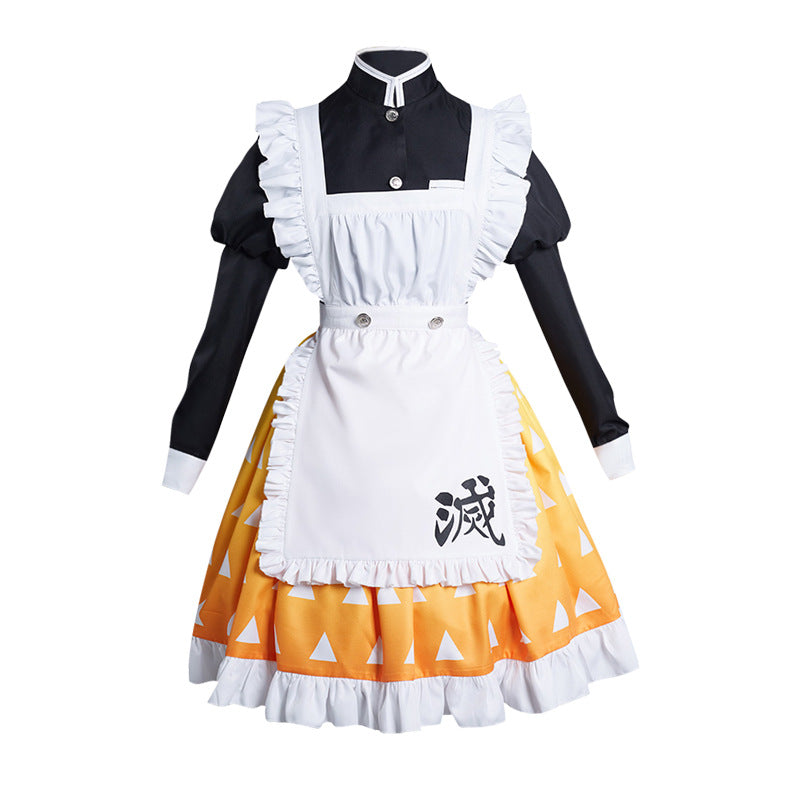 Kimetsu No Yaiba Zenitsu Agatsuma Cosplay Kostüm Halloween Maid Suit Uniform