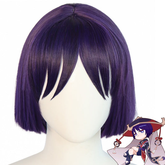 Genshin Impact Scaramouche Cosplay Perücke, kurze lila Heat Resistant Synthetic Wig