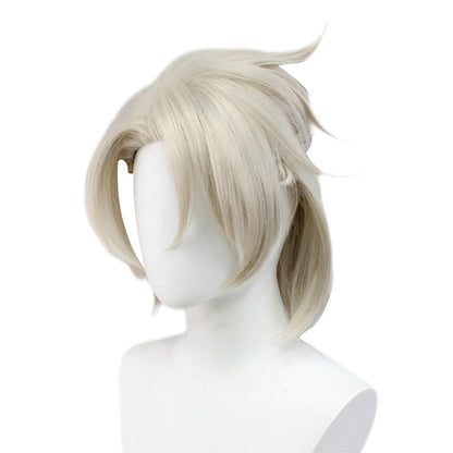 Genshin Impact Albedo Wig Kurze Blonde Flauschige Cosplay Perücke