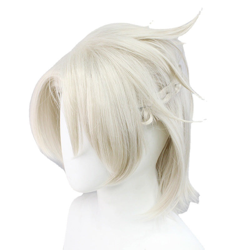 Genshin Impact Albedo Wig Kurze Blonde Flauschige Cosplay Perücke