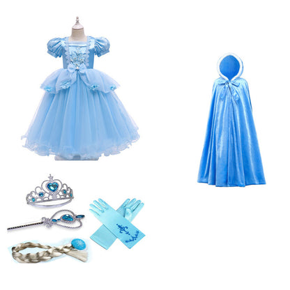 Cinderella Prinzessin Rock Kinder Kurzarm Schultertuch Rock Kinder Geburtstags Hochzeitskleid Cos Abendkleid Weihnachten