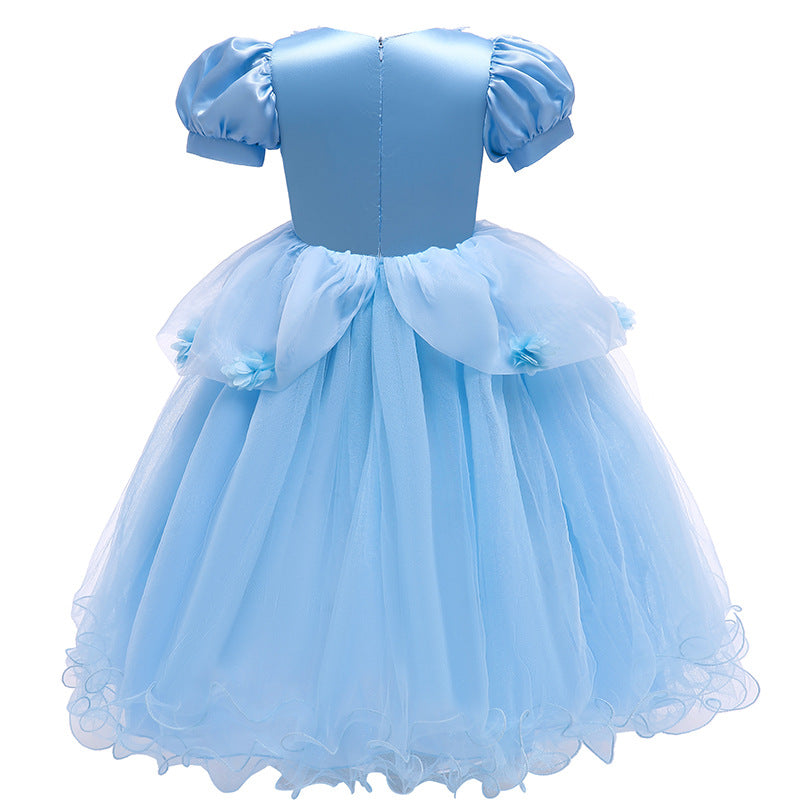 Cinderella Prinzessin Rock Kinder Kurzarm Schultertuch Rock Kinder Geburtstags Hochzeitskleid Cos Abendkleid Weihnachten