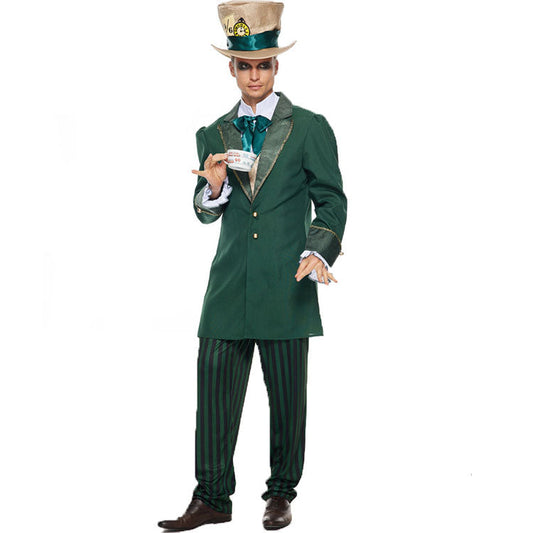 Costume vert classique du Chapelier fou Costume original de Cosplay d'Halloween du Chapelier fou