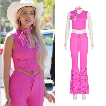 2023 Movie Doll Margot Robbie Pantaloni rosa svasati Outfit Costume cosplay