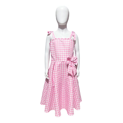 2023 Movie Doll Rose Plaid Longue Robe Tenues Cosplay Costume pour Enfant