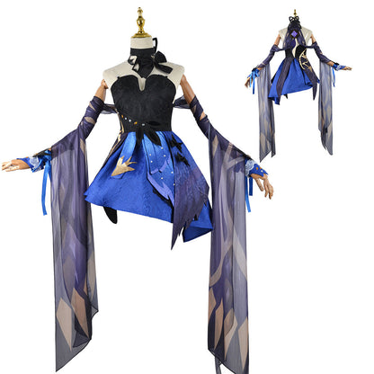 Genshin Impact Keqing Viola Gradiente Vestito Uniforme Set Costume Cosplay