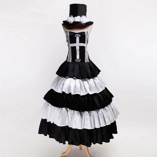 One Piece Perona Kostüm Ghost Princess Perona Gothic Lolita Cosplay Kleid mit Hut